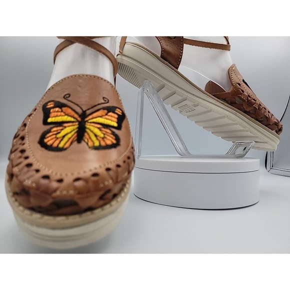 Sandals Women's Huarache Artesanías- Butterfly Embroidery Sandals Size 6 - NEW - Picture 5 of 16